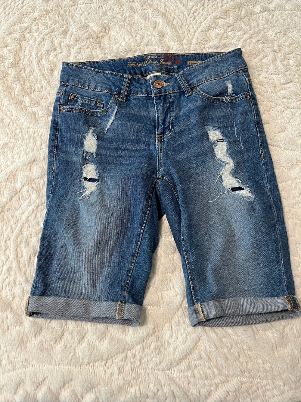 Faded Glory Blue Denim Bermuda Shorts Size 4